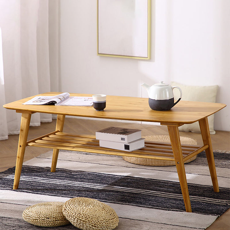 4 Legs 1 Coffee Table Contemporary Wood Coffee Table with Shelf