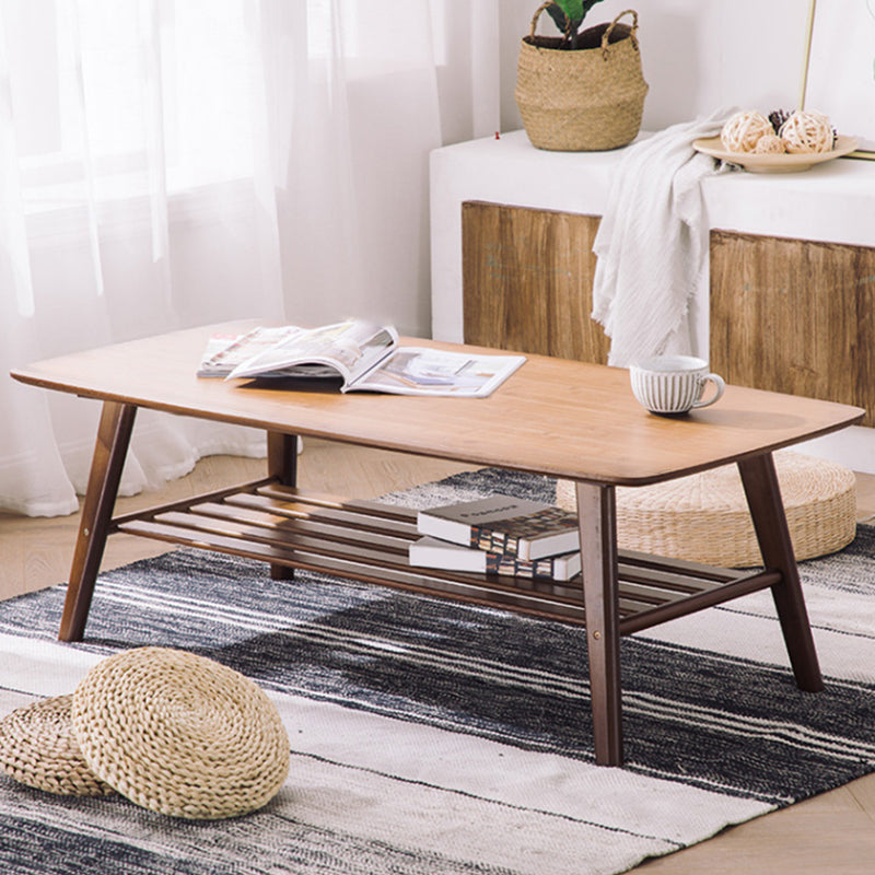 4 Legs 1 Coffee Table Contemporary Wood Coffee Table with Shelf