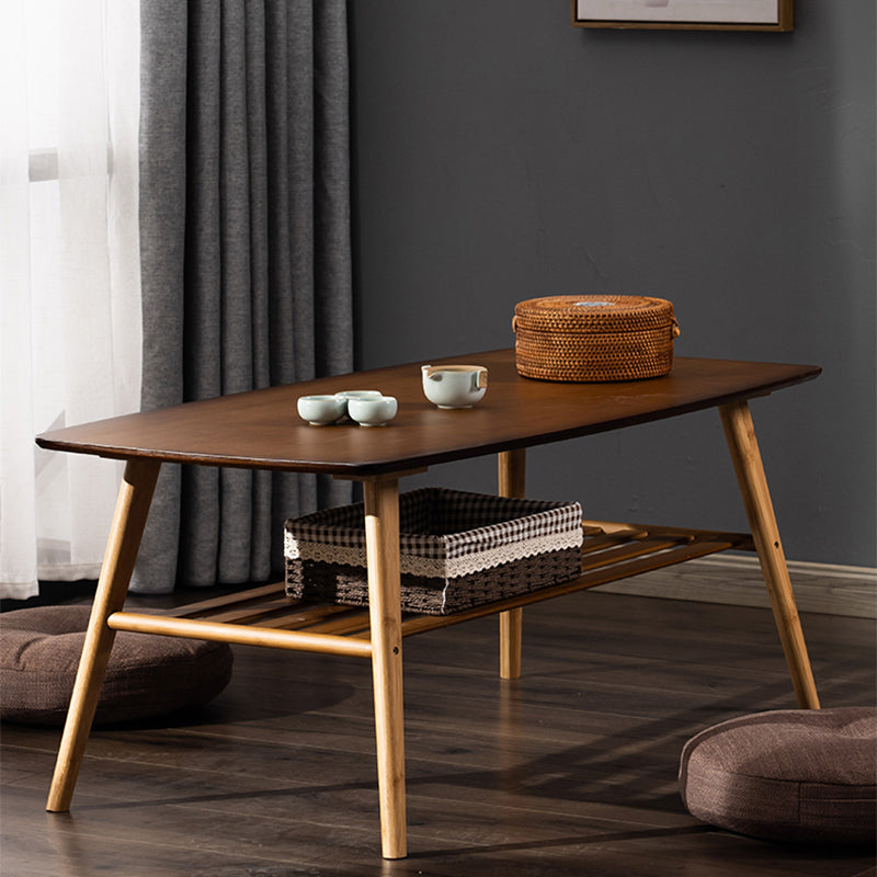 4 Legs 1 Coffee Table Contemporary Wood Coffee Table with Shelf