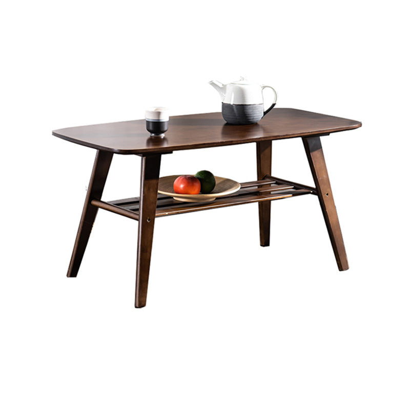 4 Legs 1 Coffee Table Contemporary Wood Coffee Table with Shelf