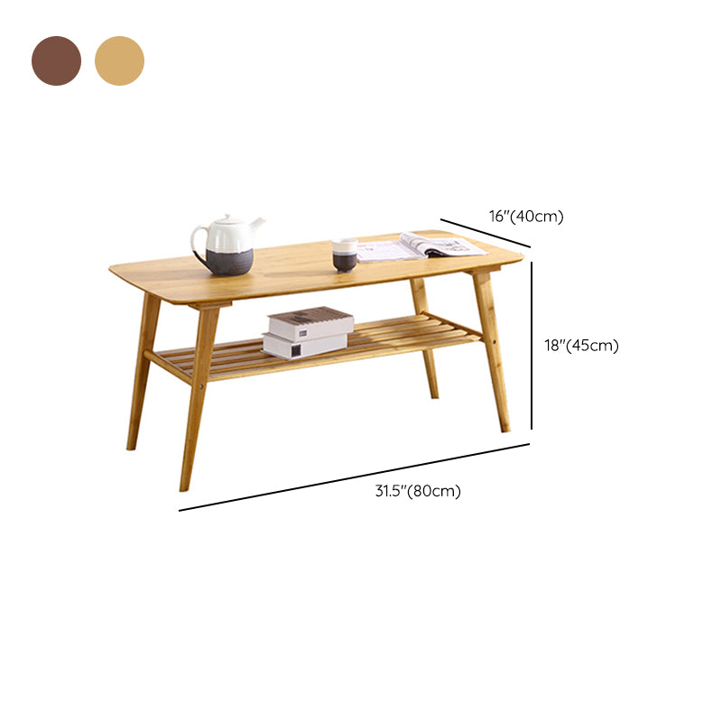4 Legs 1 Coffee Table Contemporary Wood Coffee Table with Shelf
