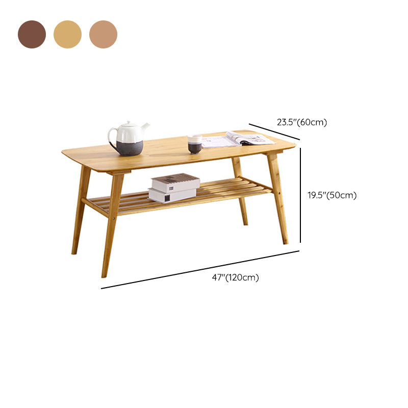 4 Legs 1 Coffee Table Contemporary Wood Coffee Table with Shelf