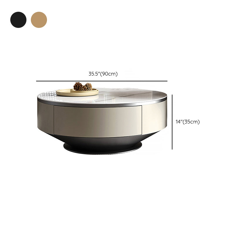 Pedestal Coffee Table Set Slate Round Coffee Table for Living Room