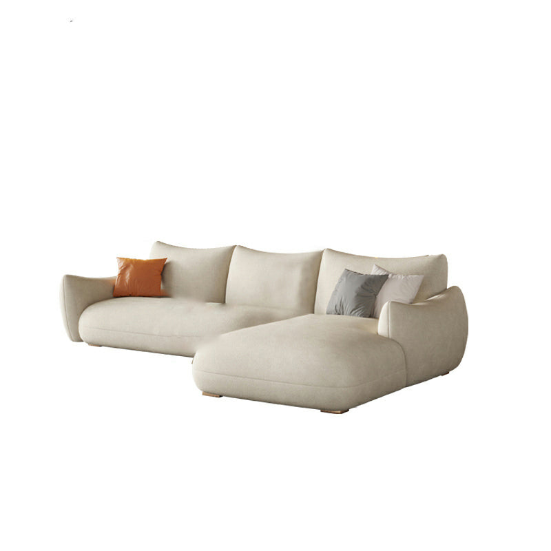 Modern Fabric Sectional with Bolster Pillows 31.5" Tall White L-shape Sectional