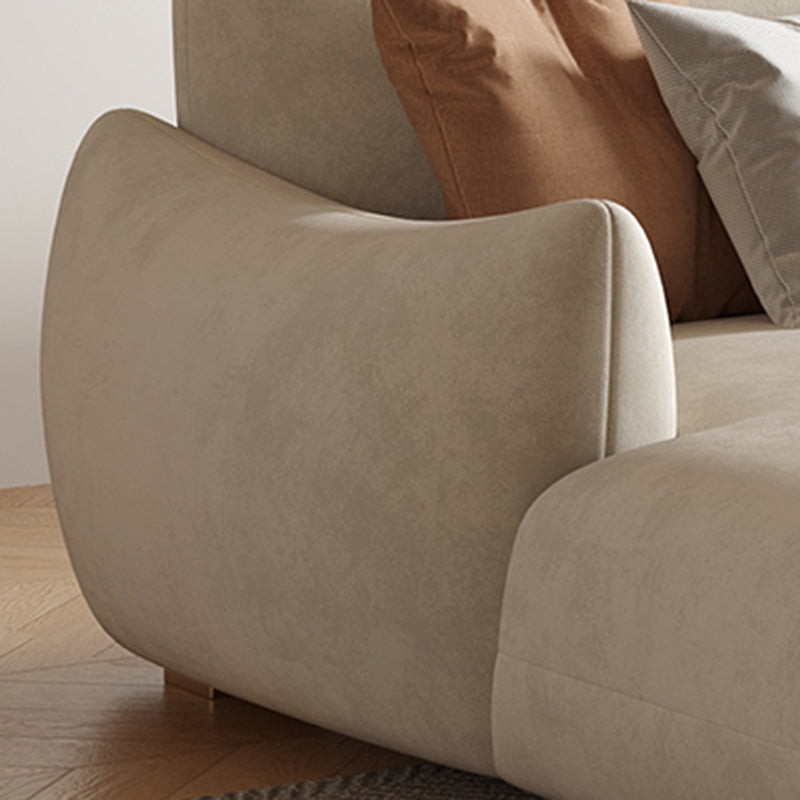 Modern Fabric Sectional with Bolster Pillows 31.5" Tall White L-shape Sectional