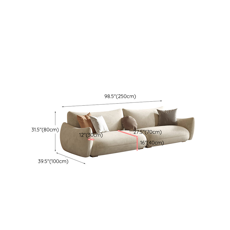 Modern Fabric Sectional with Bolster Pillows 31.5" Tall White L-shape Sectional