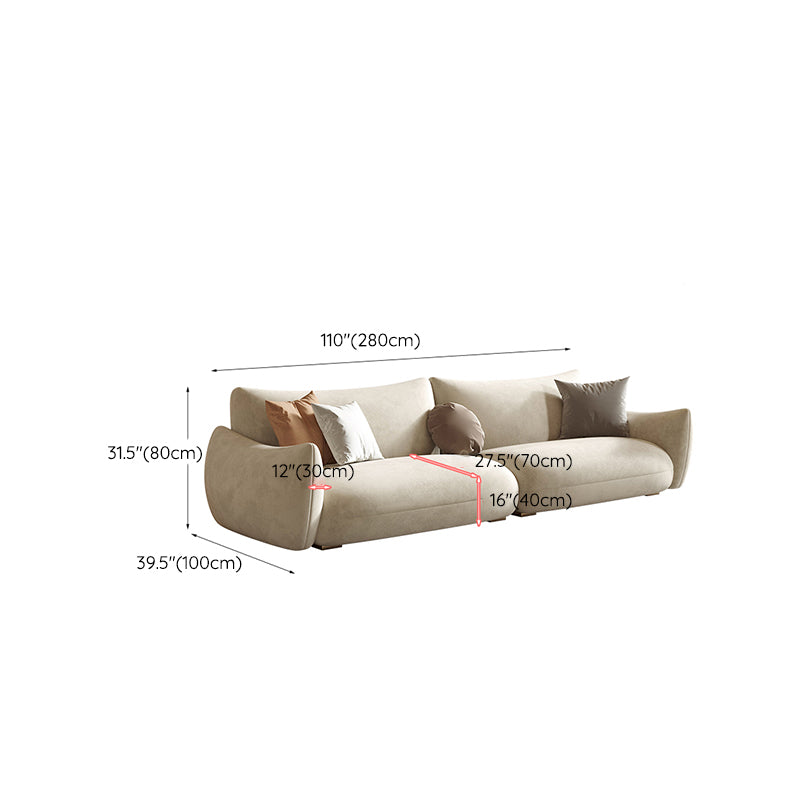 Modern Fabric Sectional with Bolster Pillows 31.5" Tall White L-shape Sectional