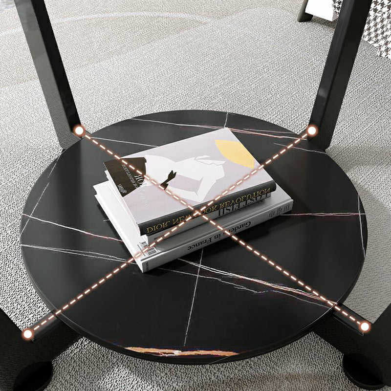 Modernistic Metallic Pedestal End Table Metal Rectangular Slate Top Side End Table