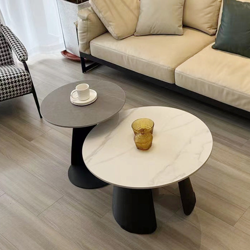 Slate Round Coffee Table No Distressing Modern Nesting Coffee Table Set