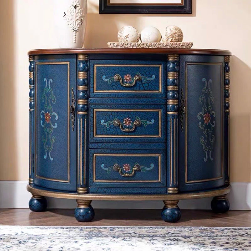 Industrial Bombe Accent Cabinet with Drawers and 2 Doors in Solid Wood