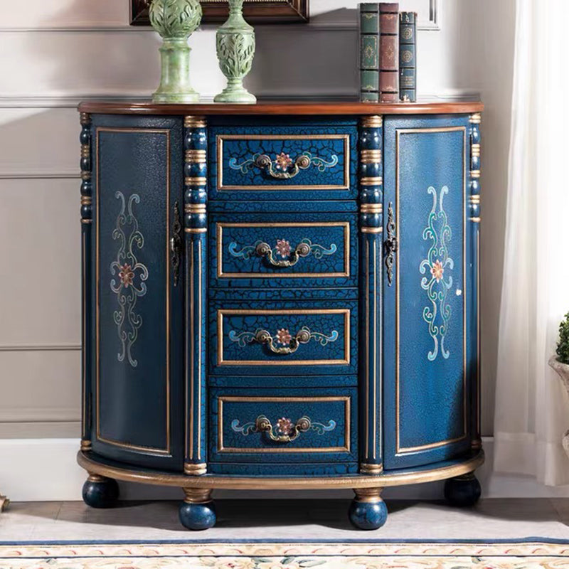 Industrial Bombe Accent Cabinet with Drawers and 2 Doors in Solid Wood