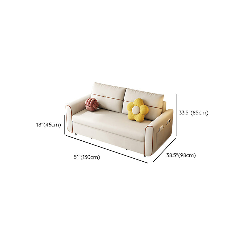 White Futon Sleeper Sofa Bed with Magazine Storage Convertible Sofas