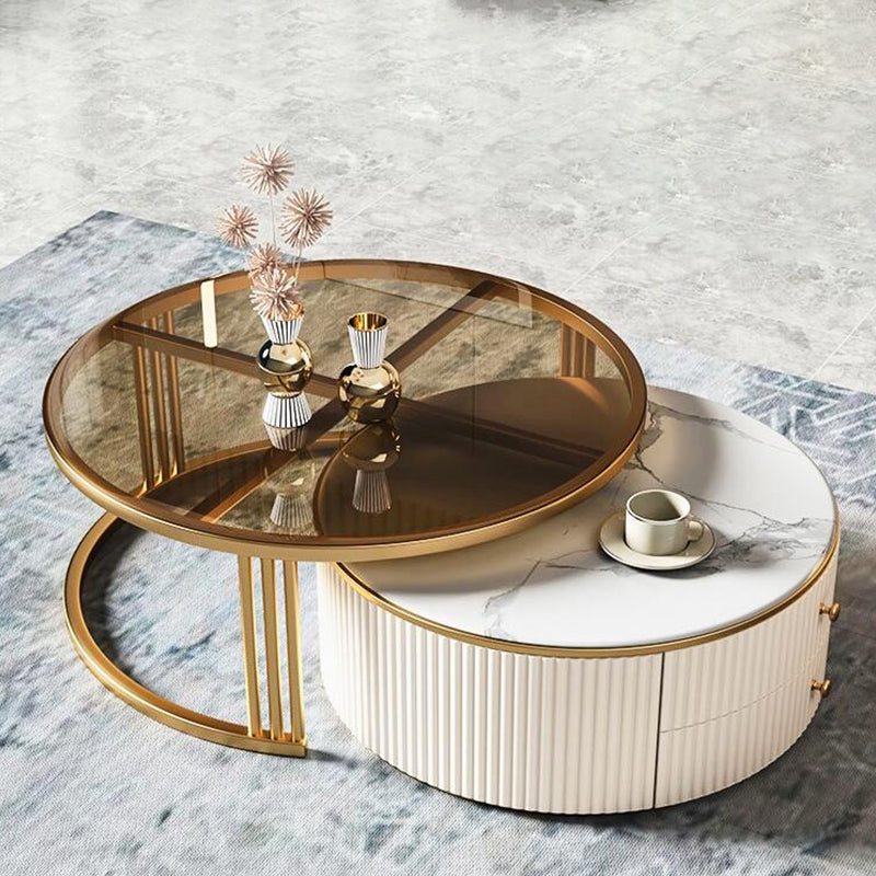 Nesting Coffee Table Set Modern Round Coffee Table for Living Room