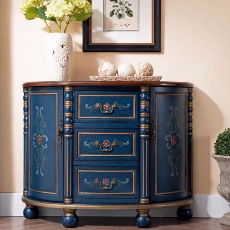 Industrial Solid Wood Cabinet with Drawers and 2 Doors Bombe Cabinet