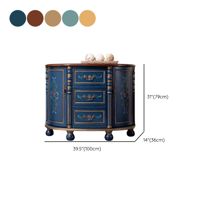 Industrial Solid Wood Cabinet with Drawers and 2 Doors Bombe Cabinet