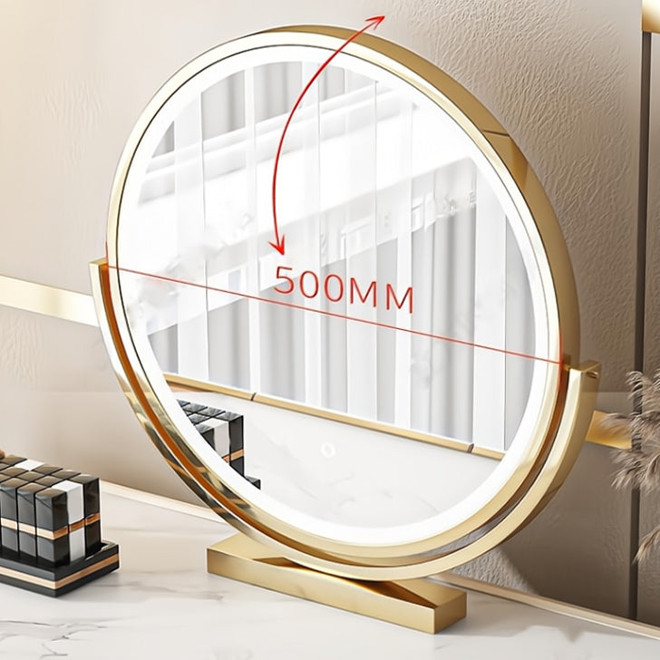 Glam White Bedroom Lighted Mirror Solid Wood With Drawer Makeup Vanity Set