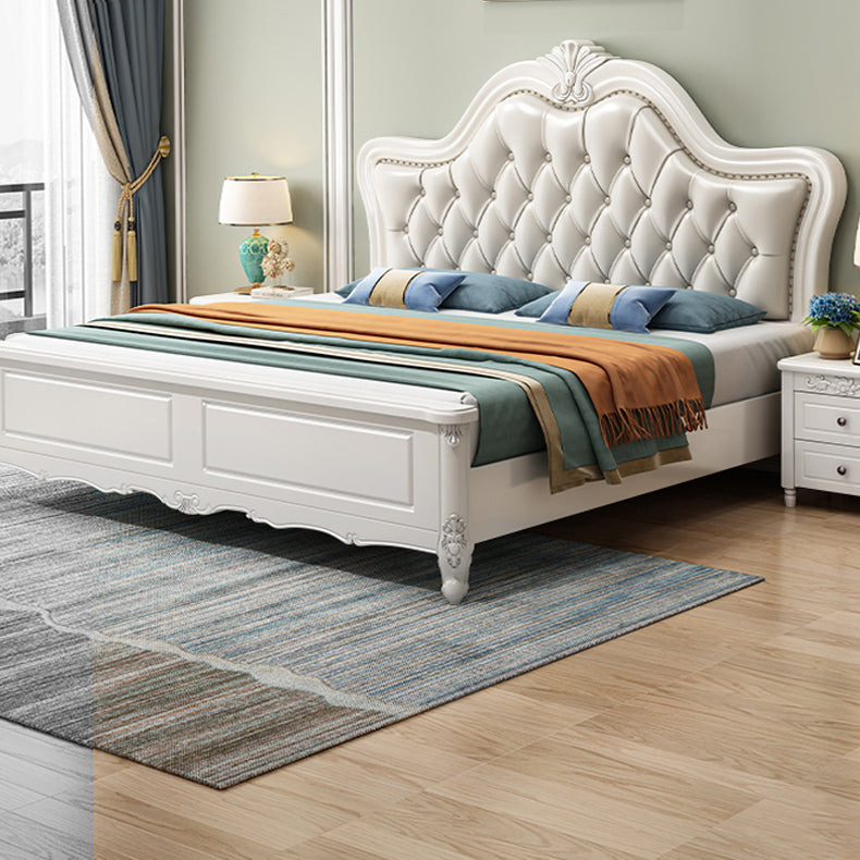 Victorian Solid Wood Standard Bed Headboard Bed Frame with Legs