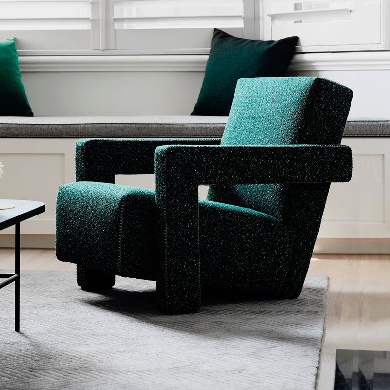 Solid Color Lounge Chair Living Room Square Arms Armchair with Legs