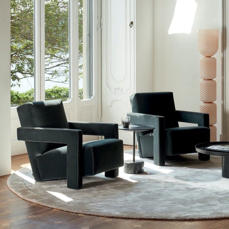 Solid Color Lounge Chair Living Room Square Arms Armchair with Legs