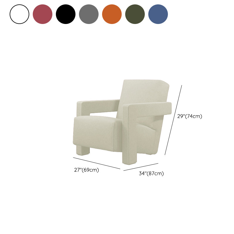 Solid Color Lounge Chair Living Room Square Arms Armchair with Legs