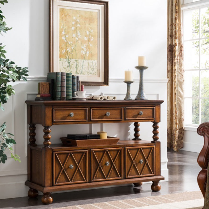 Industrial Accent Chest with Drawers and 1 Shelf in Rubberwood