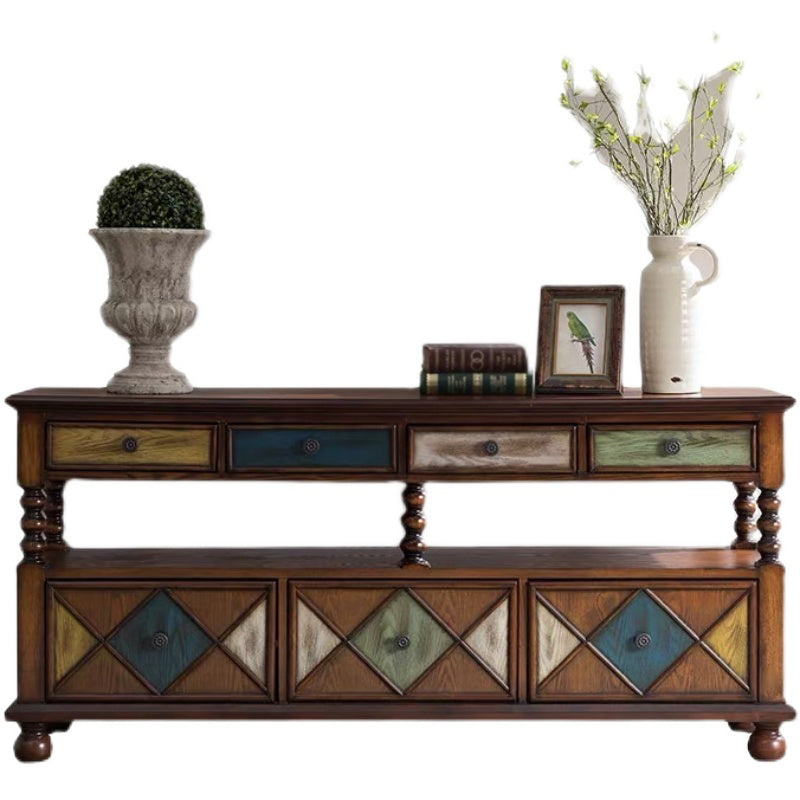 Industrial Accent Chest with Drawers and 1 Shelf in Rubberwood