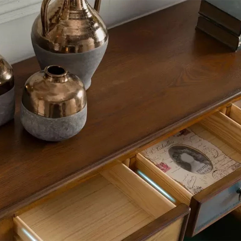 Industrial Accent Chest with Drawers and 1 Shelf in Rubberwood