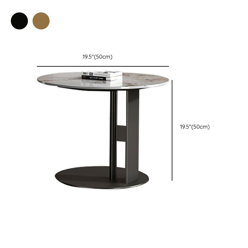 Pedestal Round Coffee Table Glam Slate Nesting Coffee Table Set