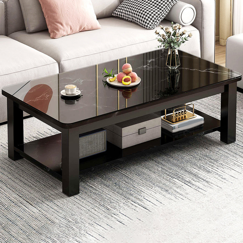 4 Legs Rectangle Cocktail Table Contemporary Single Coffee Table with Shelf