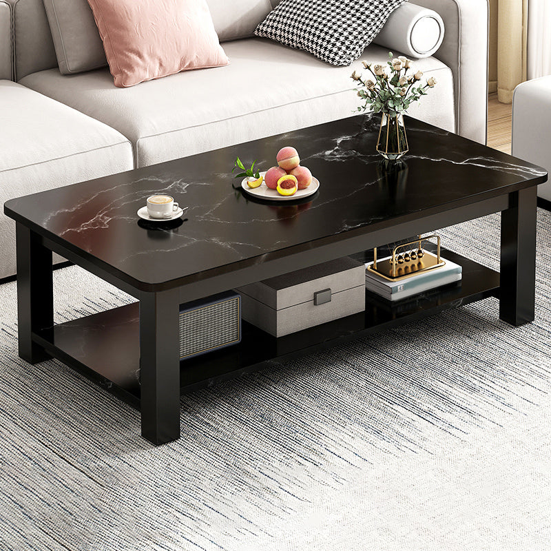 4 Legs Rectangle Cocktail Table Contemporary Single Coffee Table with Shelf