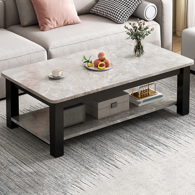 4 Legs Rectangle Cocktail Table Contemporary Single Coffee Table with Shelf