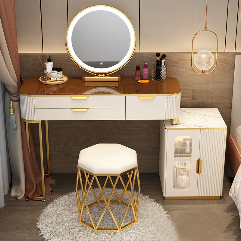 Lighted Mirror & 2/3 Drawers Vanity Table Set Glam Metal Dresser