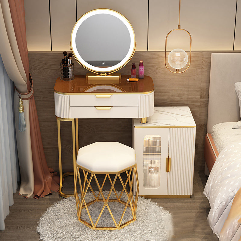 Lighted Mirror & 2/3 Drawers Vanity Table Set Glam Metal Dresser