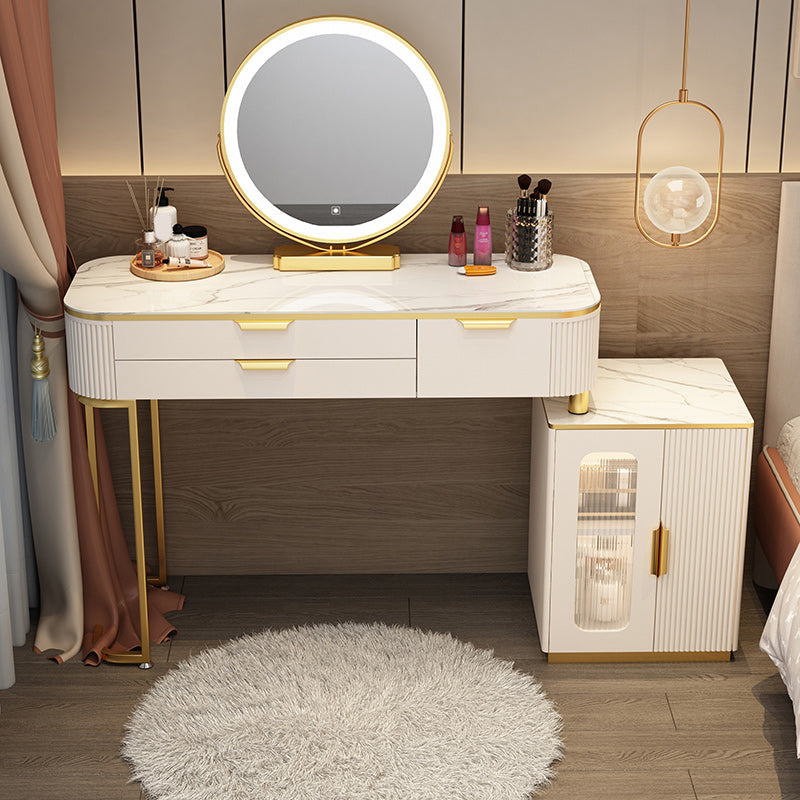 Lighted Mirror & 2/3 Drawers Vanity Table Set Glam Metal Dresser