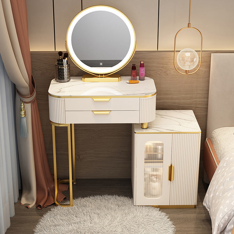 Lighted Mirror & 2/3 Drawers Vanity Table Set Glam Metal Dresser