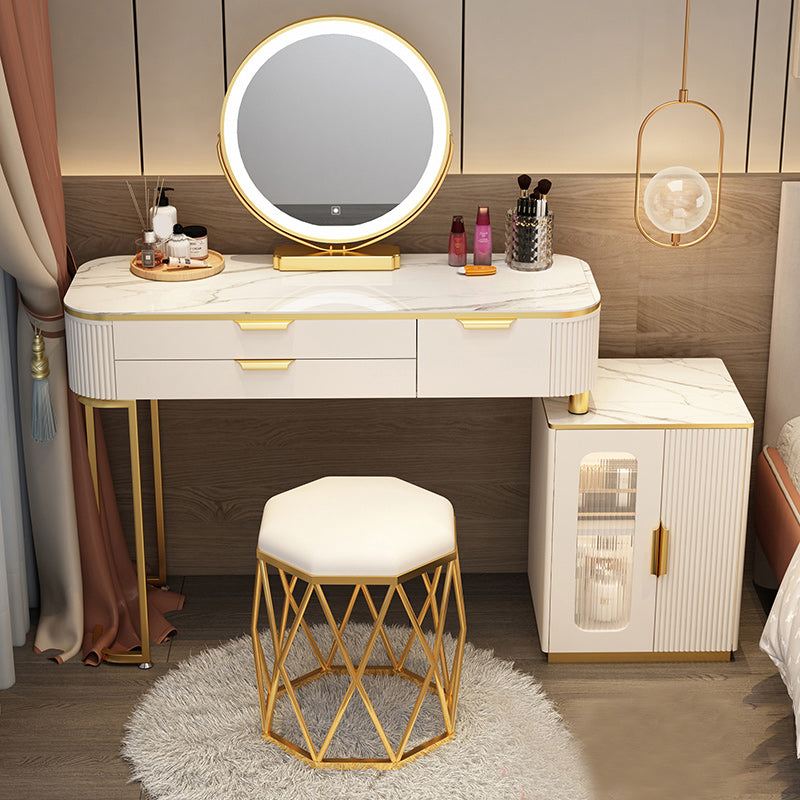 Lighted Mirror & 2/3 Drawers Vanity Table Set Glam Metal Dresser