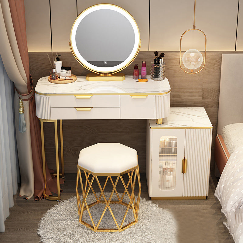 Lighted Mirror & 2/3 Drawers Vanity Table Set Glam Metal Dresser