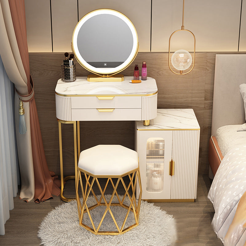 Lighted Mirror & 2/3 Drawers Vanity Table Set Glam Metal Dresser