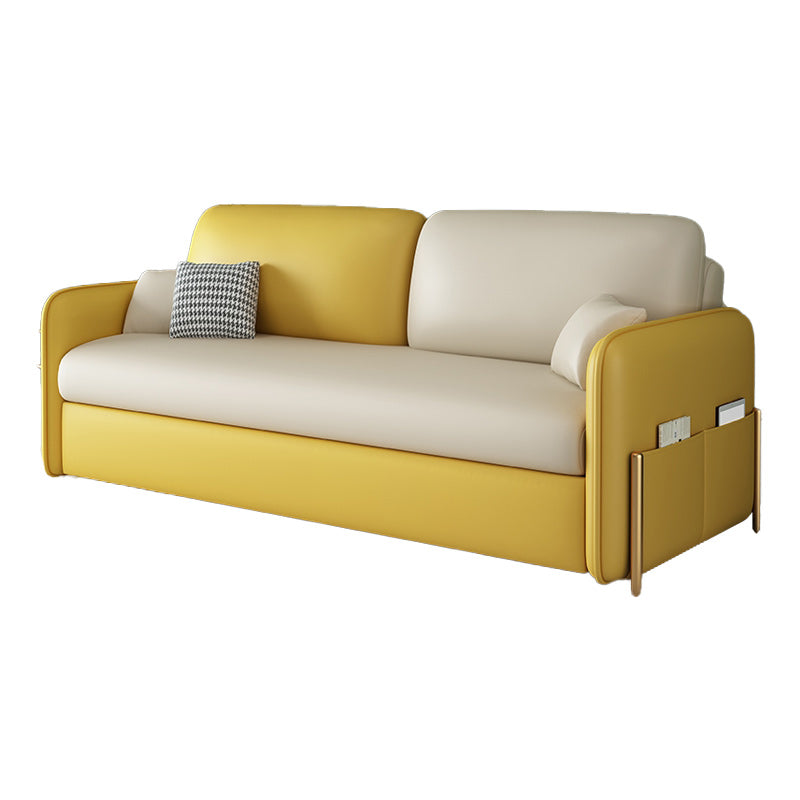 Yellow and White Futon Sleeper Sofa Bed Modern Style Convertible Sofas