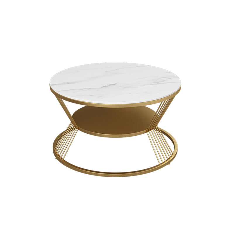 No Distressing Round Coffee Table Frame Single Coffee Table with Shelf