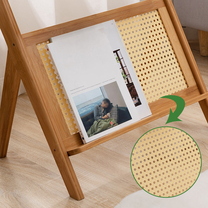 Asian Style Accent Side Table Wood and Glass with Storage and Shelf Corner Table