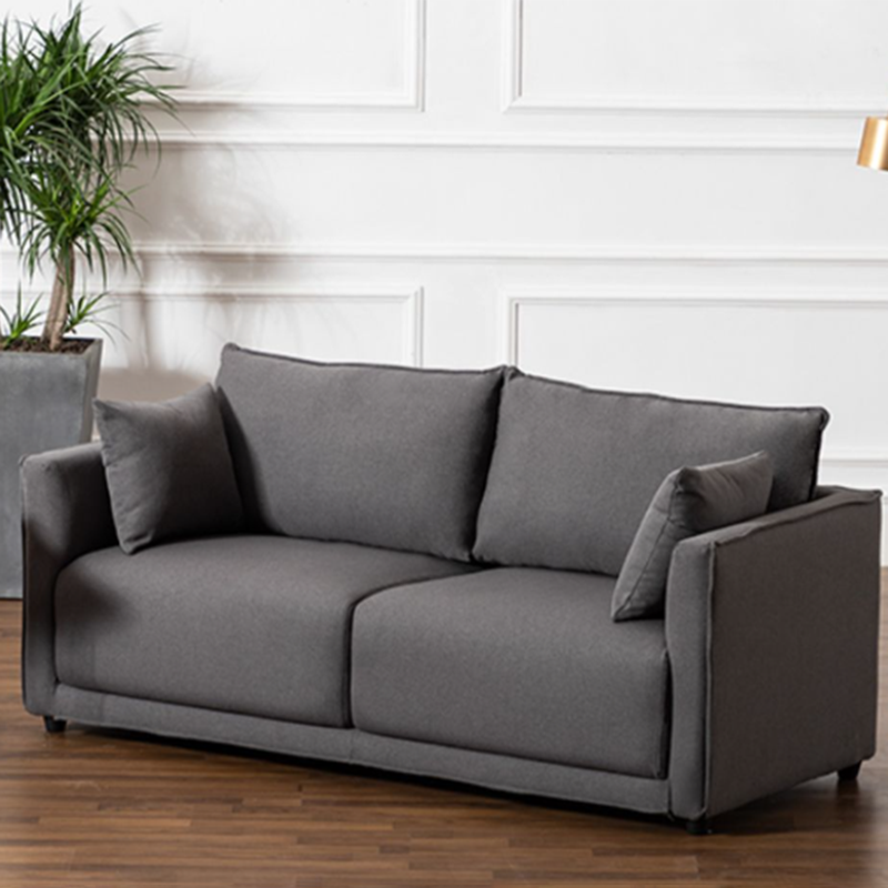 Contemporary Sofa with 2 Pillows Square Arm Living Room Settee