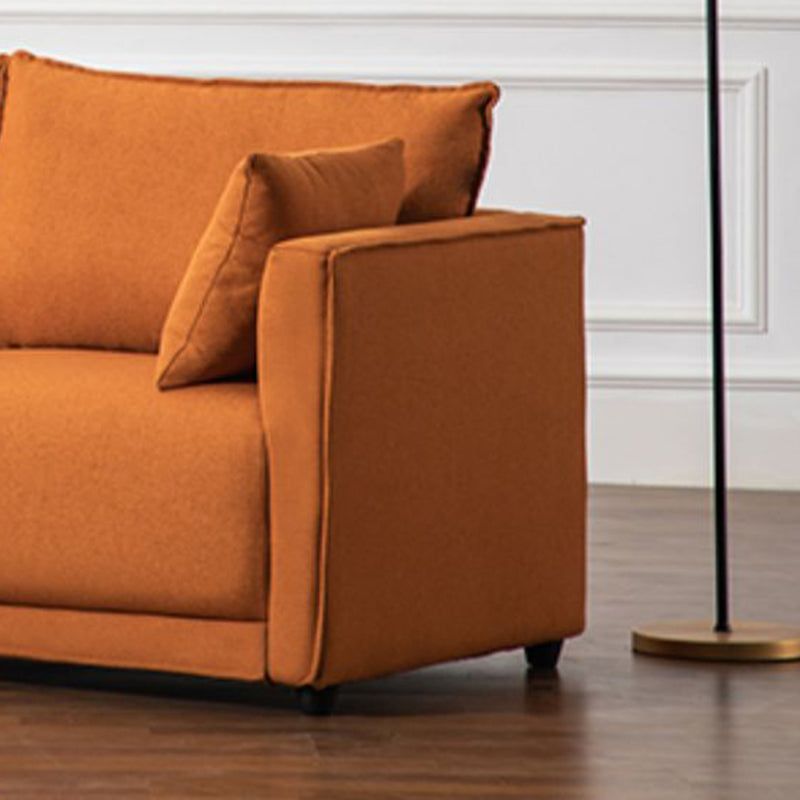 Contemporary Sofa with 2 Pillows Square Arm Living Room Settee