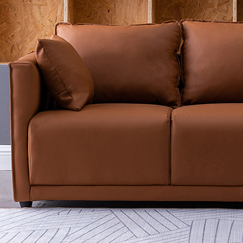 Contemporary Sofa with 2 Pillows Square Arm Living Room Settee