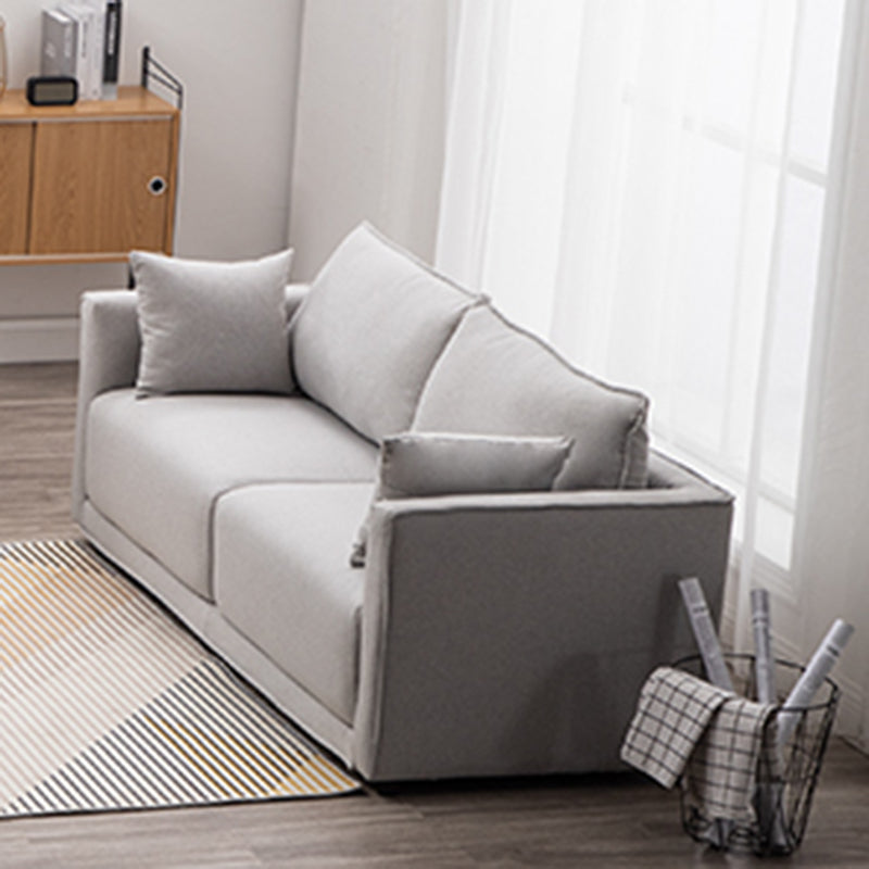Contemporary Sofa with 2 Pillows Square Arm Living Room Settee