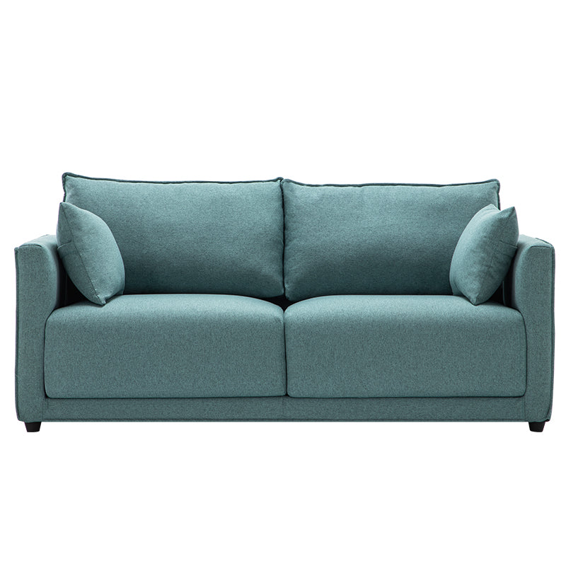 Contemporary Sofa with 2 Pillows Square Arm Living Room Settee
