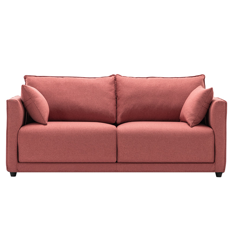 Contemporary Sofa with 2 Pillows Square Arm Living Room Settee