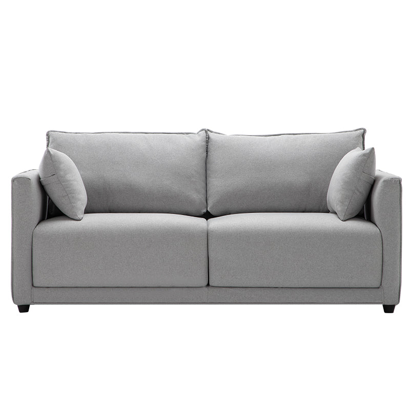 Contemporary Sofa with 2 Pillows Square Arm Living Room Settee