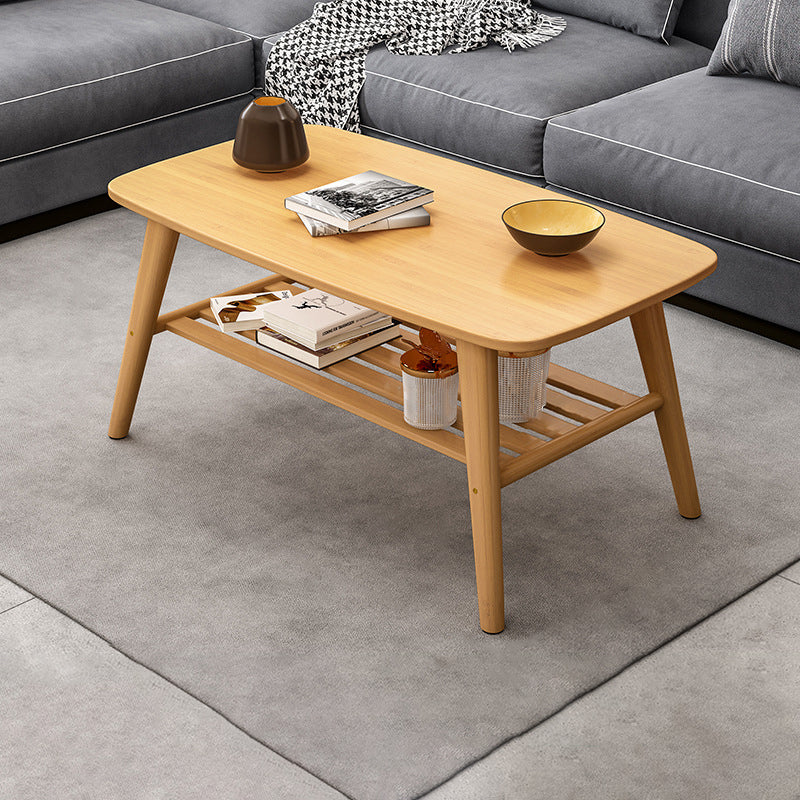 4 Legs Coffee Table Single Modern Oval Cocktail Table with Shelf