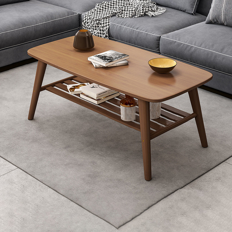 4 Legs Coffee Table Single Modern Oval Cocktail Table with Shelf